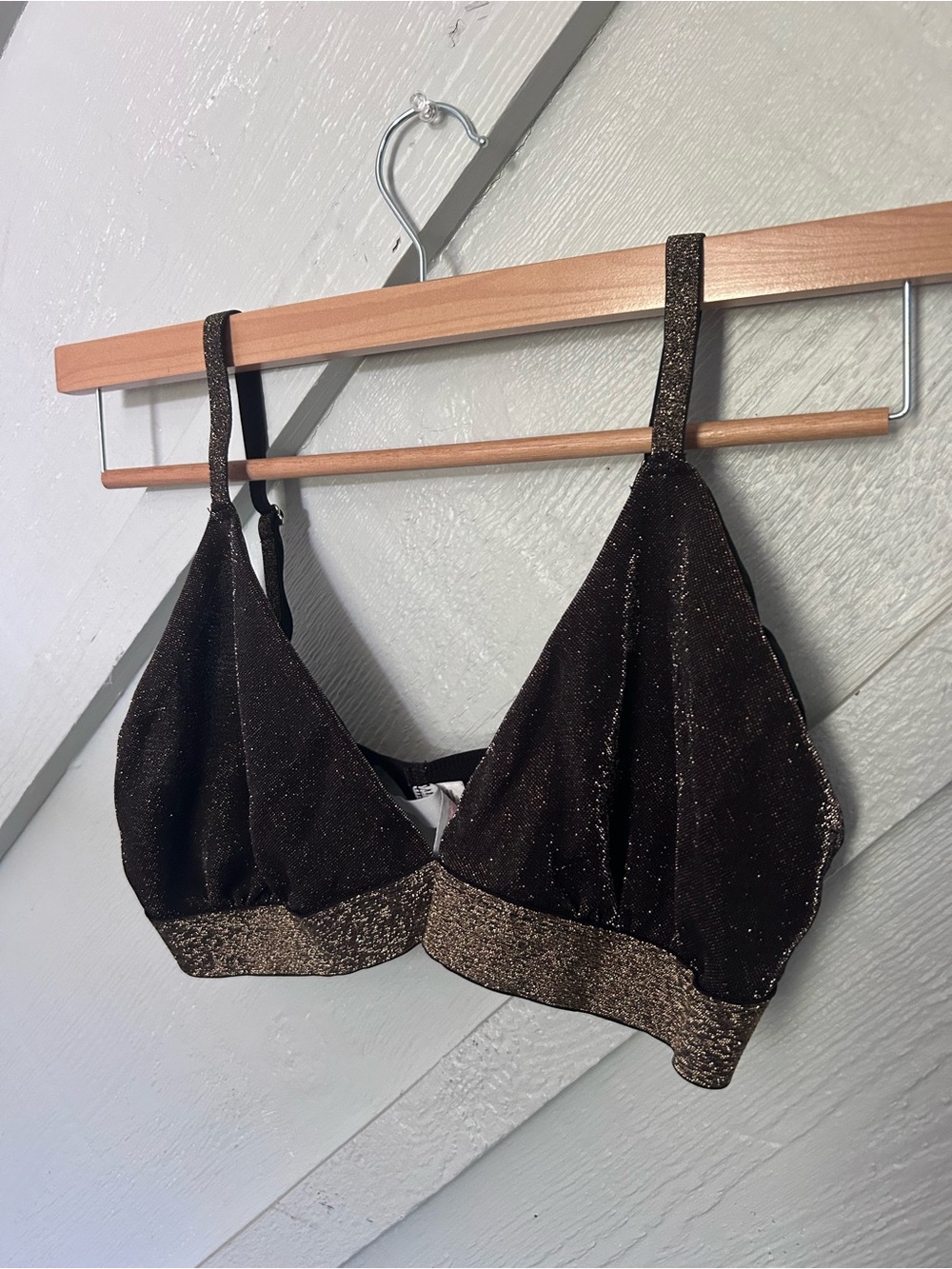 Colsie Shimmery Brown Bralette with Gold Band